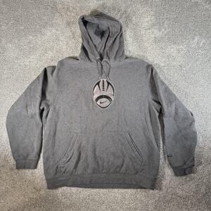 Nike Hoodie Mens 2XL Gray Pullover Football Fleece Swoosh Kangaroo 245861-071